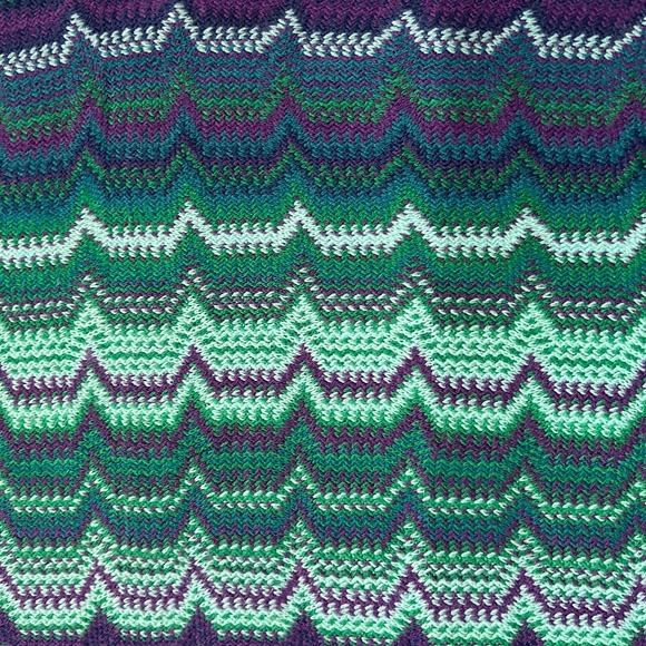 Hand Mad Retro Vintage? Chevron Blue Purple Green Infinity Scarf LARGE CUTE - Picture 3 of 5